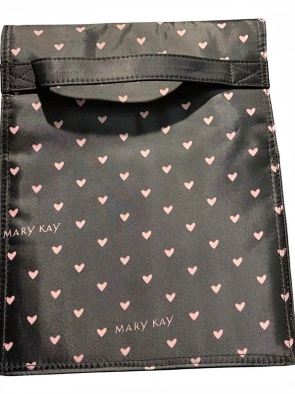 Mary Kay Travel Roll-Up Bag Black Pink Hearts Cosmetic Bag Black & Pink Hearts